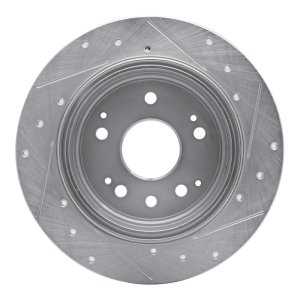 Acura CL Brake Rotor (1) - Rear Left - R1 Concepts - Drilled & Slotted - Silver - `01-`03